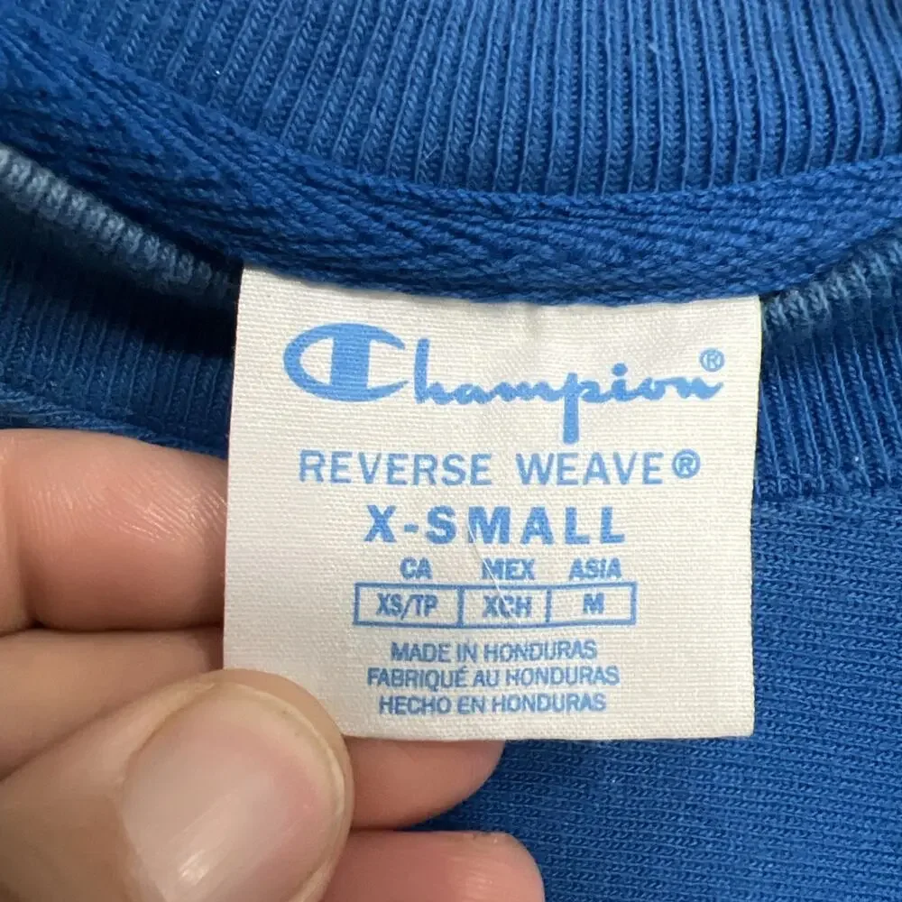 Vintage Champion Reverse Weave Crewneck Sweatshirt Blue Pullover X-Small - Picture 6 of 12
